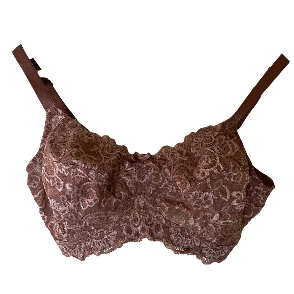 Panache‎ Andorra 5671 Wire Free Full Cup Bra Brown Lace 36F Feminine Sexy